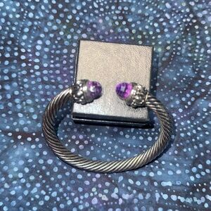 Cuff with simulated amethyst